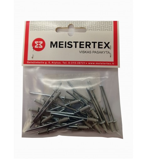 Kniedės 3,2 x 8 mm RAL7038, 30vnt. Kniedės 3,2 x 8 mm RAL7038, 30vnt.