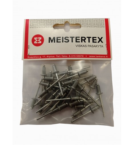 Kniedės 4 x 8 mm, RAL9006, 30vnt Kniedės 4 x 8 mm, RAL9006, 30vnt