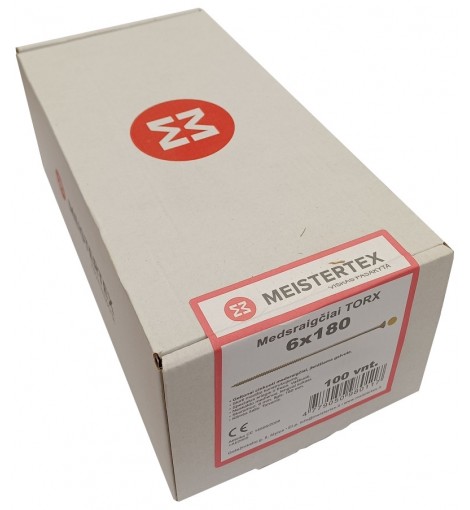 Medsraigčiai TORX 6x180 geltoni, įl. galva 100 vnt. Medsraigčiai TORX 6x180 geltoni, įl. galva 100 vnt.