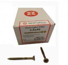 Medsraigčiai TORX 3,5 x 40 geltoni, įleidžiama galva 500 vnt. 